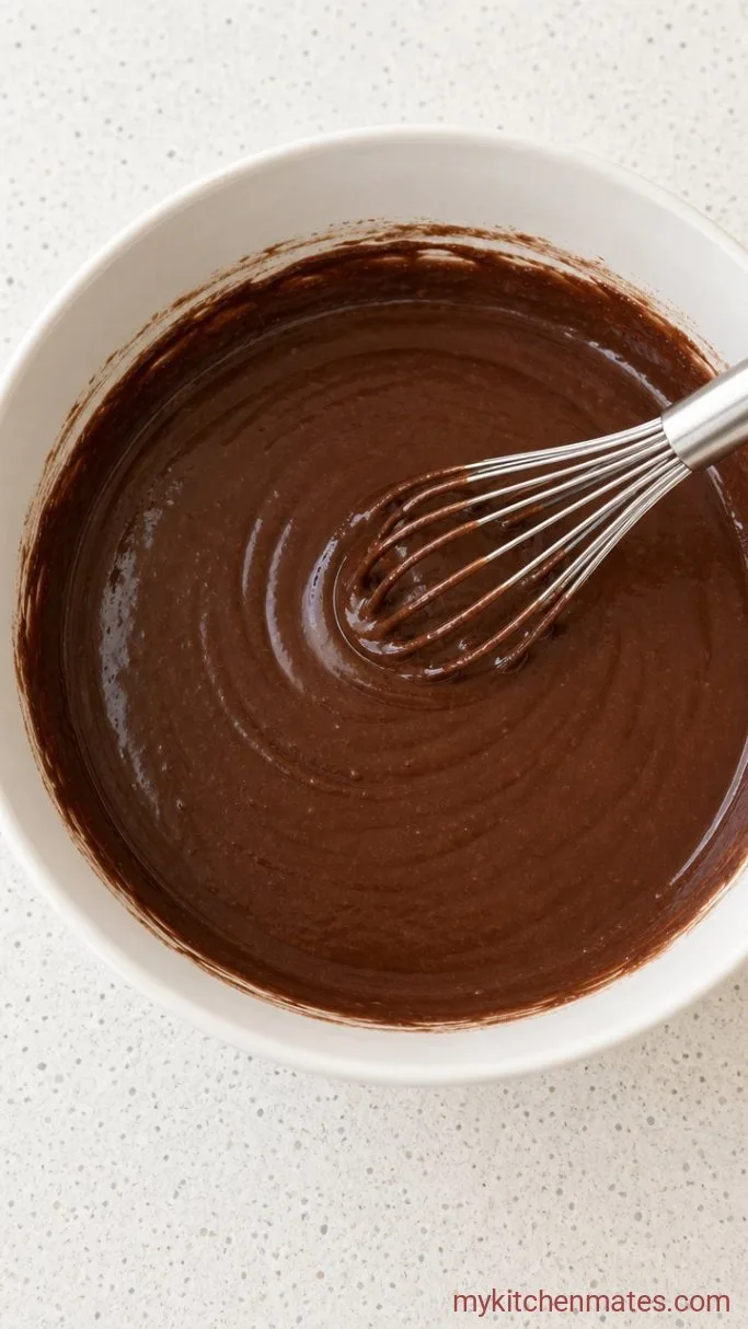 Chocolate Peanut Butter Swirl Bundt Cake Step 1: Mix the Chocolate Batter