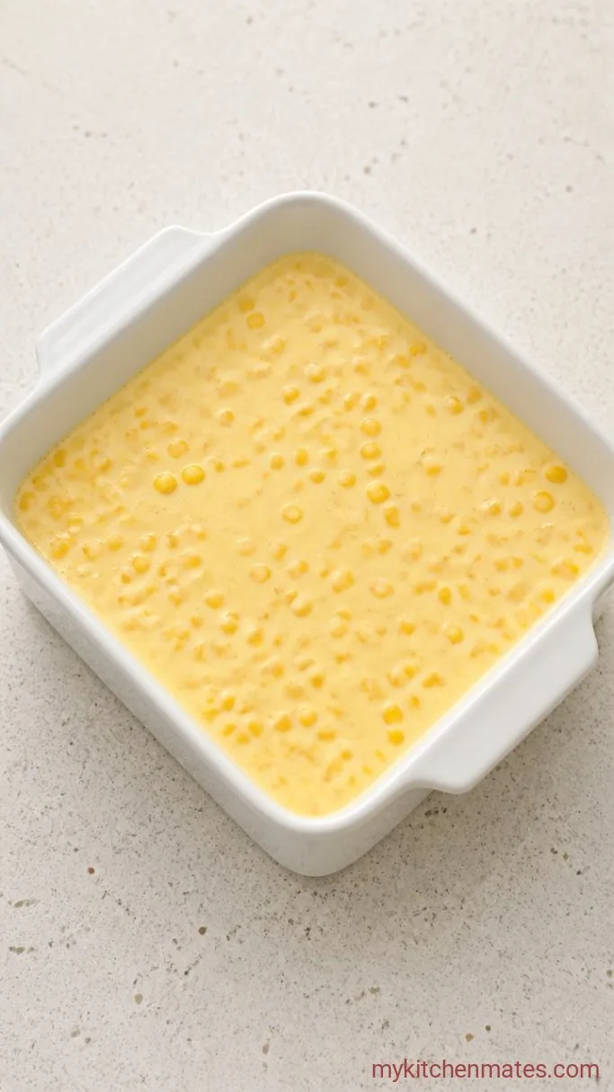 Simple Scalloped Corn Casserole Step 1: Mix the Corn Base