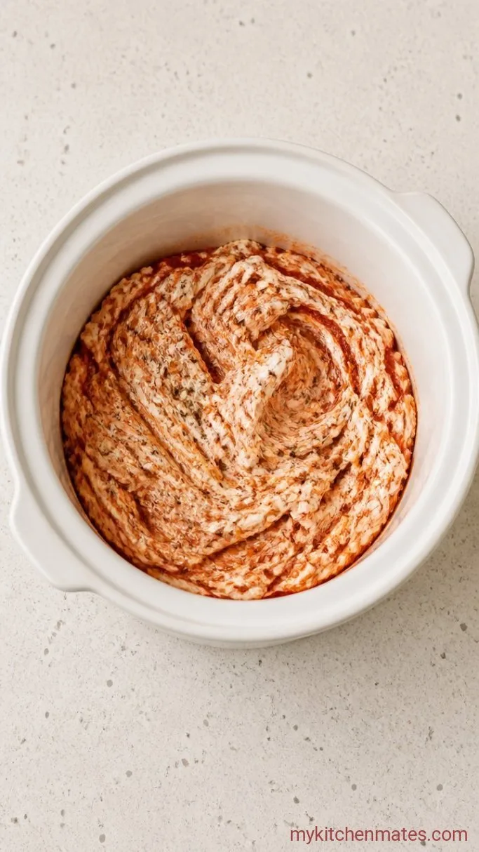 5-Ingredient Crockpot Pizza Dip Step 1: Mix the Cream Cheese Base