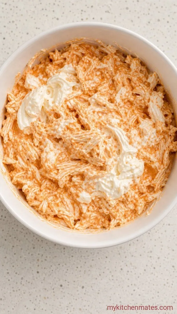 Creamy Crockpot Buffalo Chicken Dip (Set It and Forget It) Step 1: Mix the Dip Ingredients