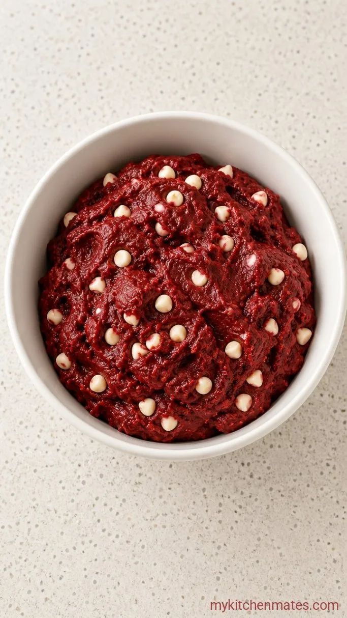 Soft & Chewy Red Velvet Cake Mix Cookies Step 1: Mix the Dough