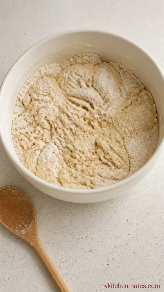Pesto Swirl Sourdough Bread Step 1: Mix the Dough