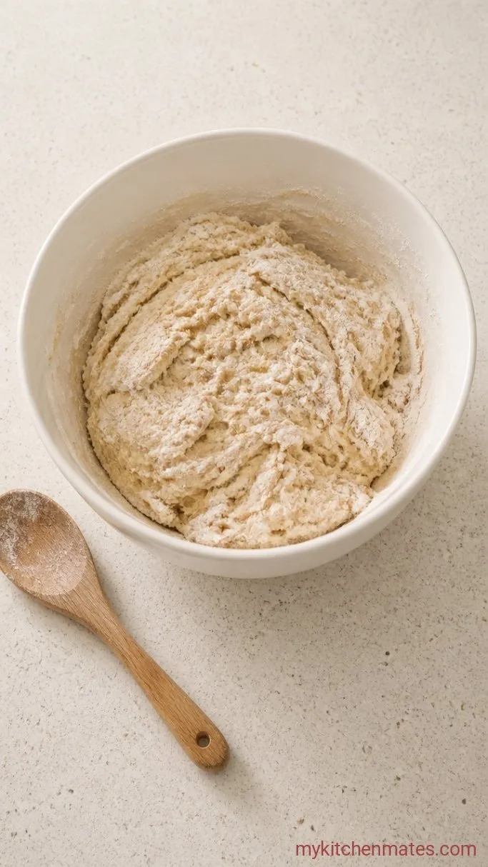Crusty Overnight Sourdough Italian Bread Step 1: Mix the Dough