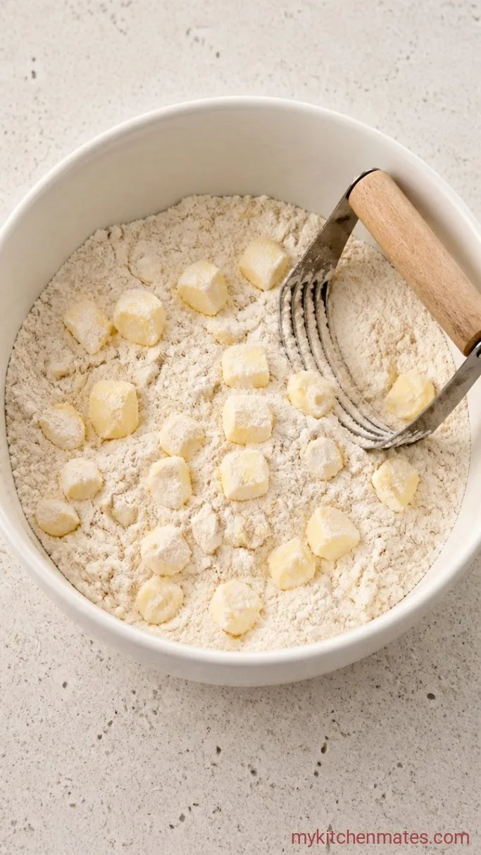 Pioneer Woman's Biscuits and Gravy From Scratch Step 1: Mix the Dry Ingredients and Cut in the Butter