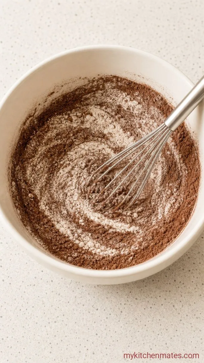 One-Bowl Mini Chocolate Bento Cake Step 1: Mix the Dry Ingredients
