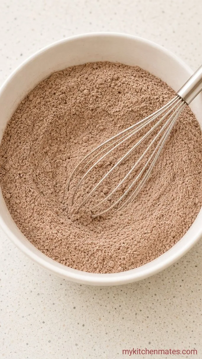 Moist Eggless Chocolate Cake (One Bowl) Step 1: Mix the Dry Ingredients