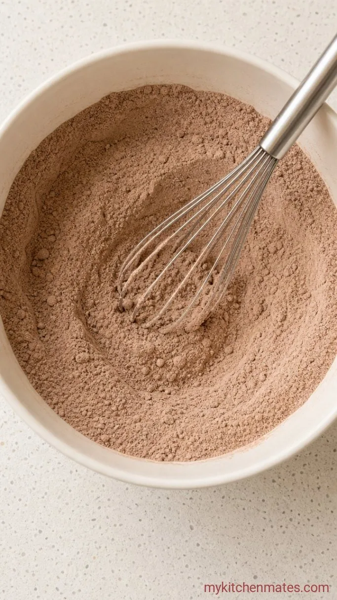 One-Bowl Fudgy Chocolate Cake Step 1: Mix the Dry Ingredients
