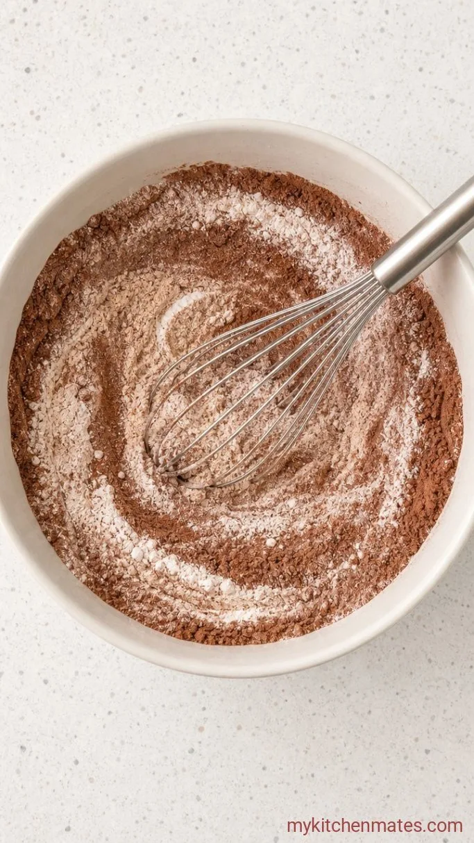 One-Bowl Chocolate Anniversary Cake Step 1: Mix the Dry Ingredients