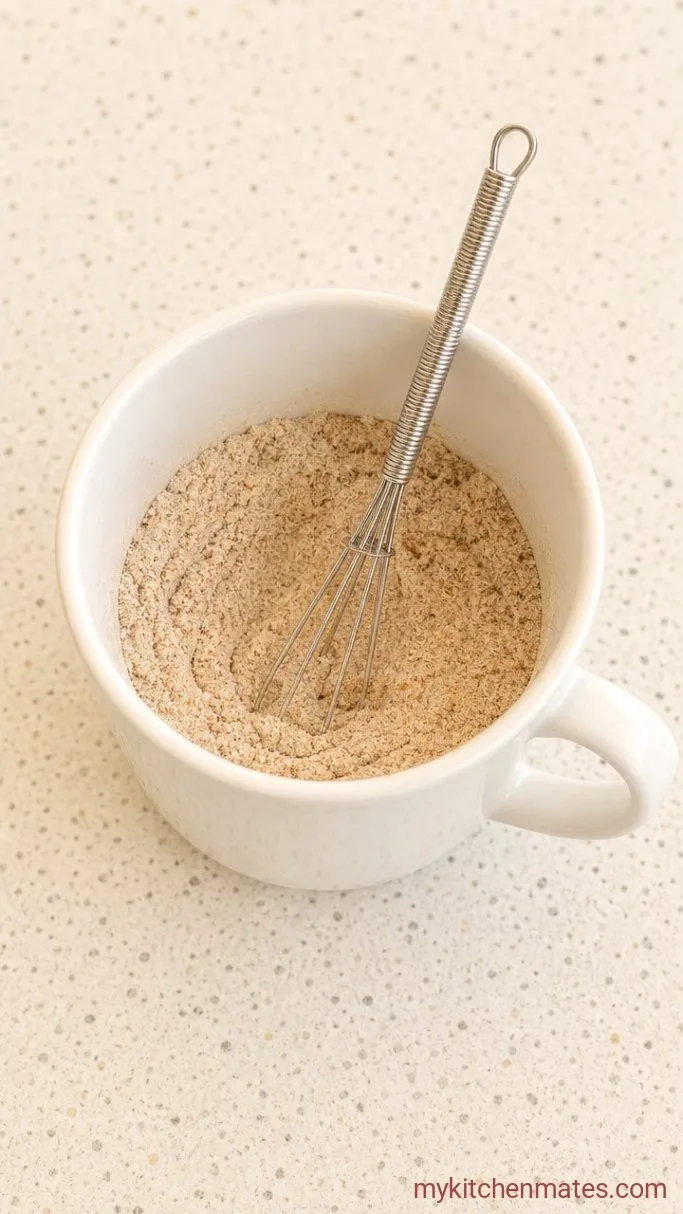 5-Minute Carrot Mug Cake Step 1: Mix the Dry Ingredients