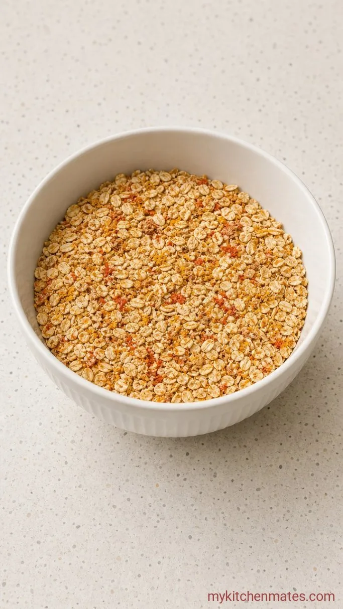 Savory Oats Chilla (Vegetable Oat Pancakes) Step 1: Mix the Dry Ingredients