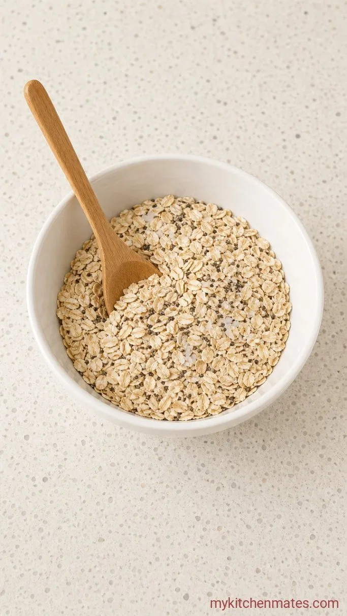 Vanilla Overnight Oats (Just 5 Minutes Prep) Step 1: Mix the Dry Ingredients