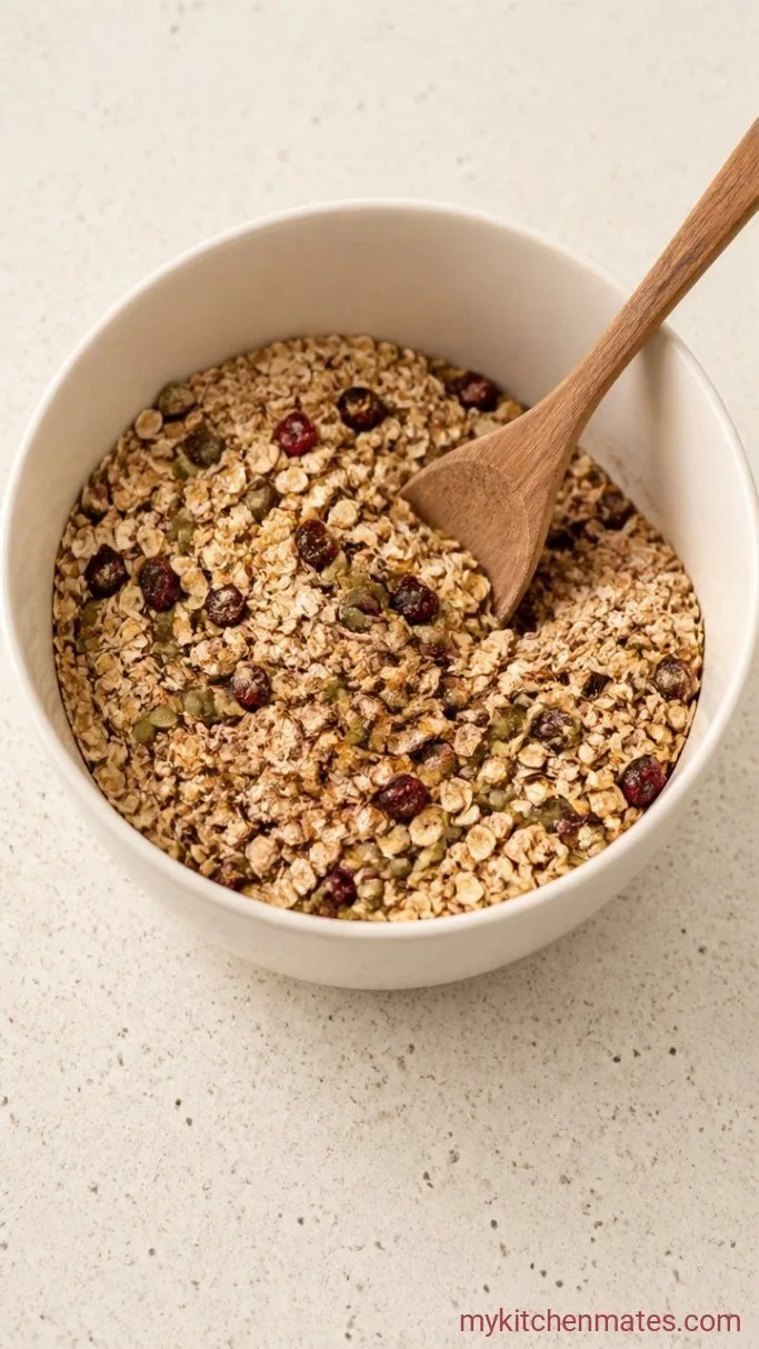 Chewy No-Bake Granola Bars Step 1: Mix the Dry Ingredients