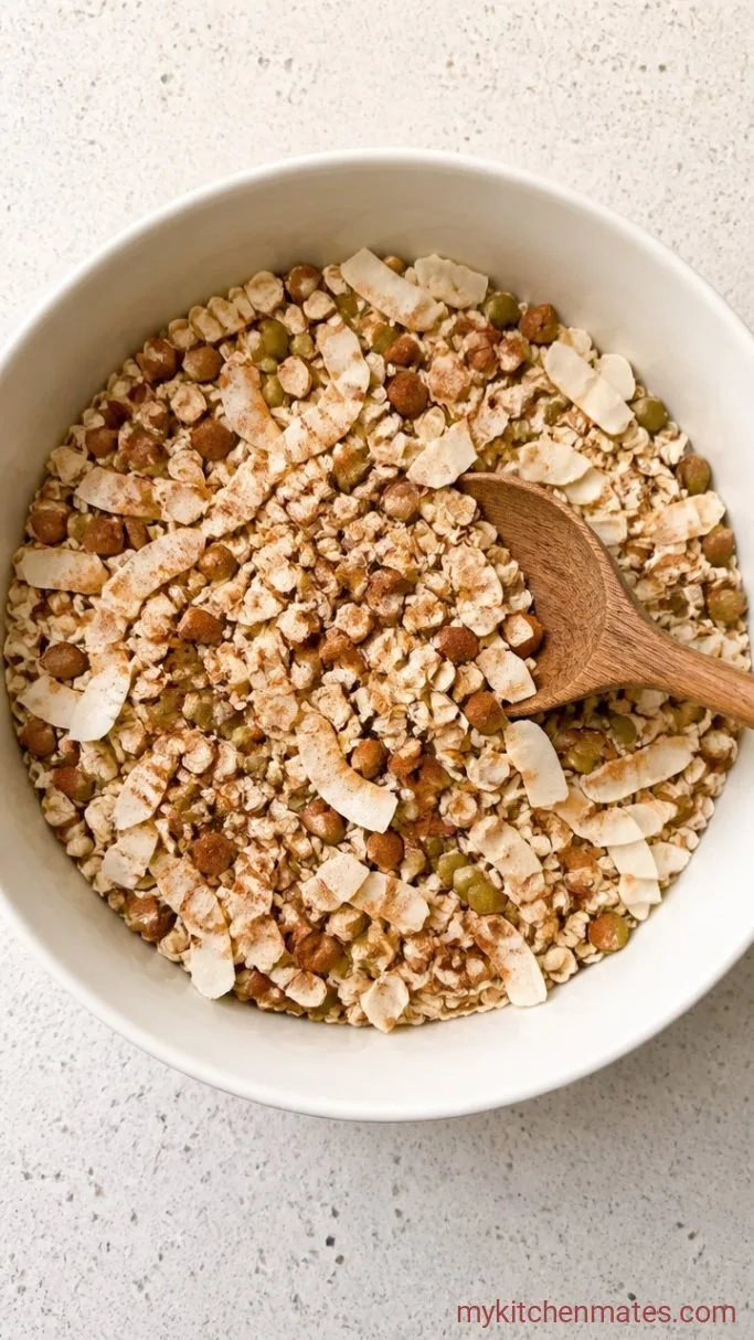 Honey Granola Recipe Step 1: Mix the Dry Ingredients