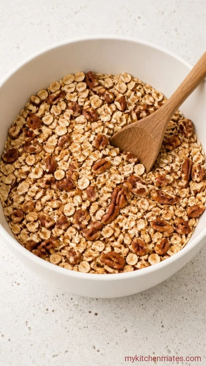 Maple Pecan Granola with Big Crunchy Clusters Step 1: Mix the Dry Ingredients