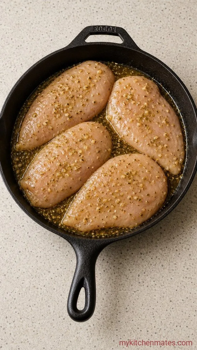 Juicy Lemon Herb Marinated Chicken Breasts Step 1: Mix the Marinade and Coat the Chicken