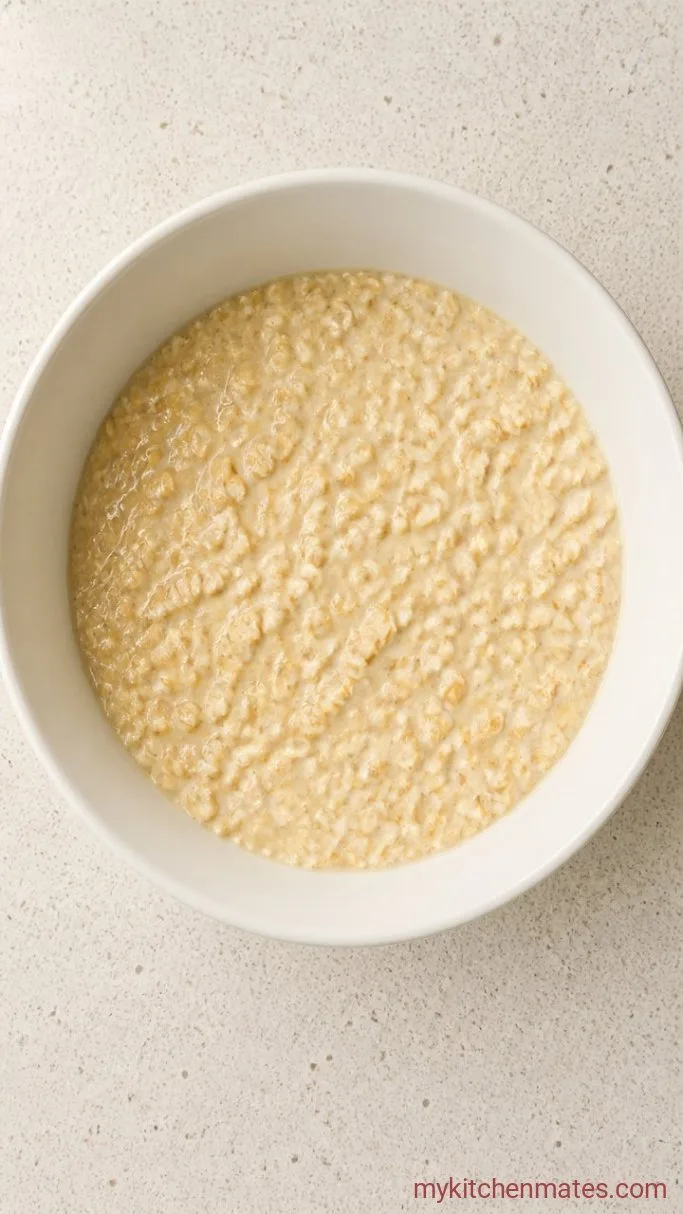 Cinnamon Roll Baked Oatmeal with Cream Cheese Glaze Step 1: Mix the Oat Base