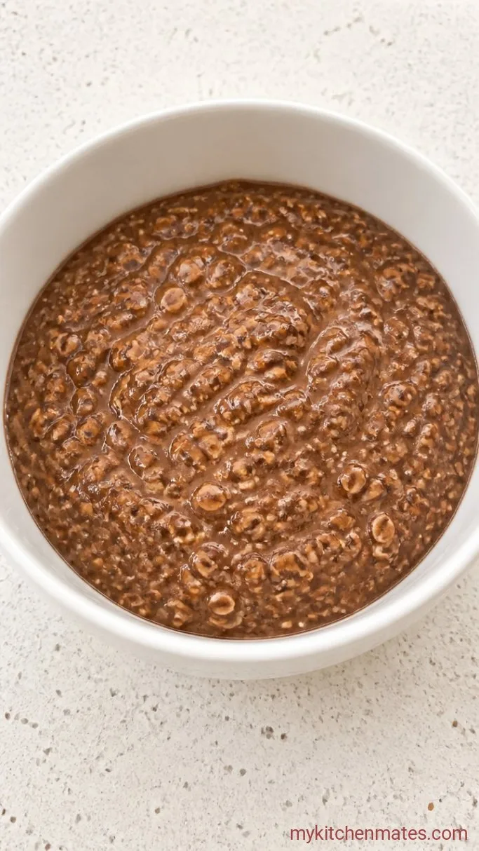 5-Minute Snickers Overnight Oats Step 1: Mix the Oat Base