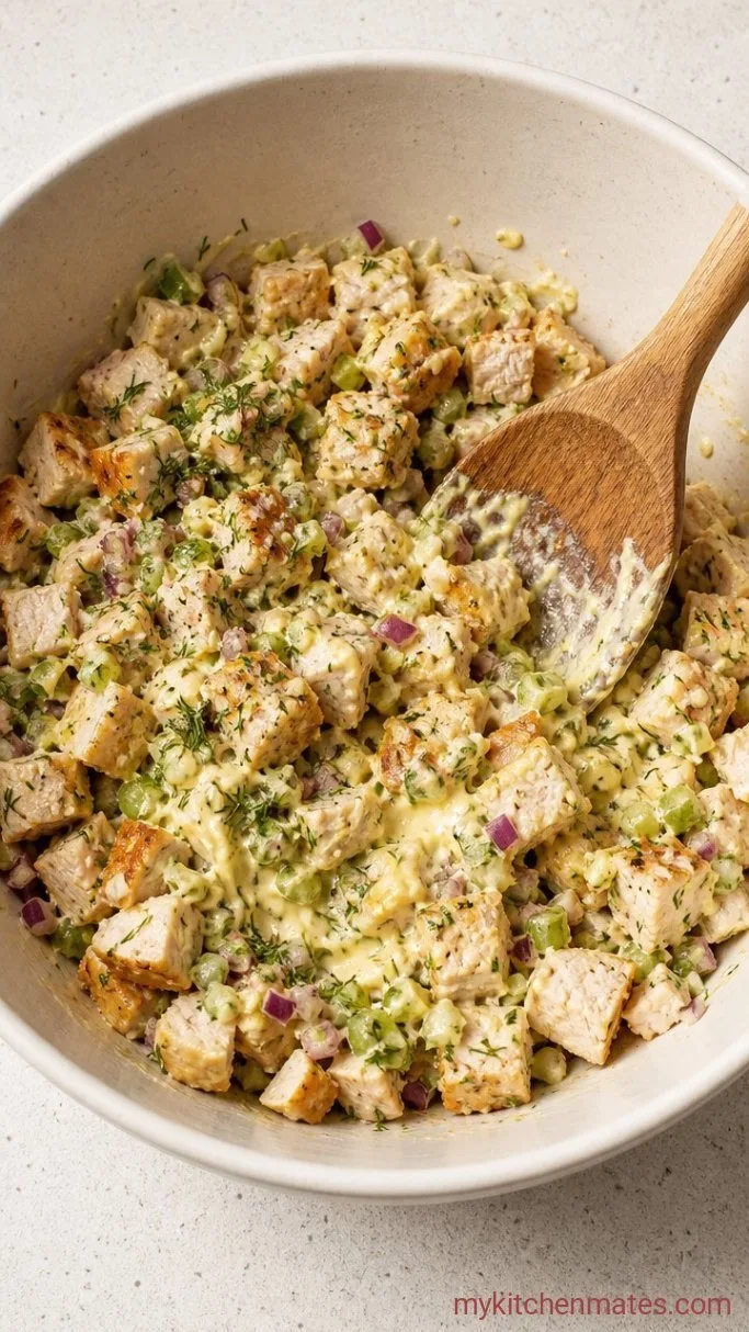Quick Chicken Salad Croissant Sandwiches Step 1: Mix the Salad