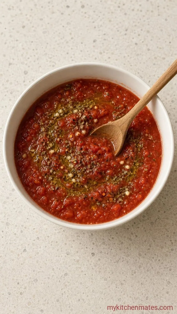 No-Cook Classic Pizza Sauce (Ready in 5 Minutes) Step 1: Mix the Sauce