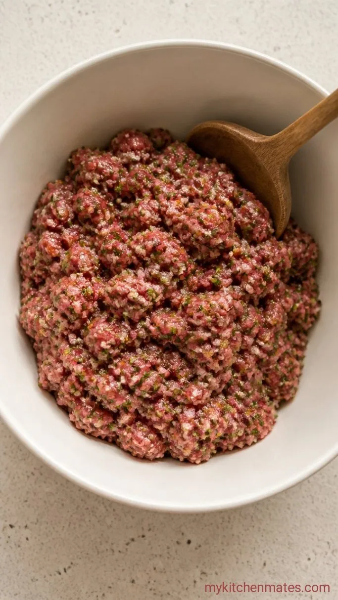 Crispy Arayes (Quick Stuffed Pitas with Spiced Meat) Step 1: Mix the Spiced Meat