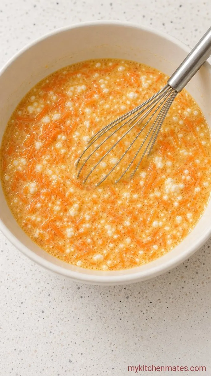 Moist Cottage Cheese Carrot Cake Muffins Step 1: Mix the Wet Ingredients