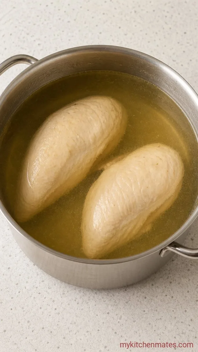 Creamy Shredded Chicken Pasta in 30 Minutes Step 1: Poach the Chicken