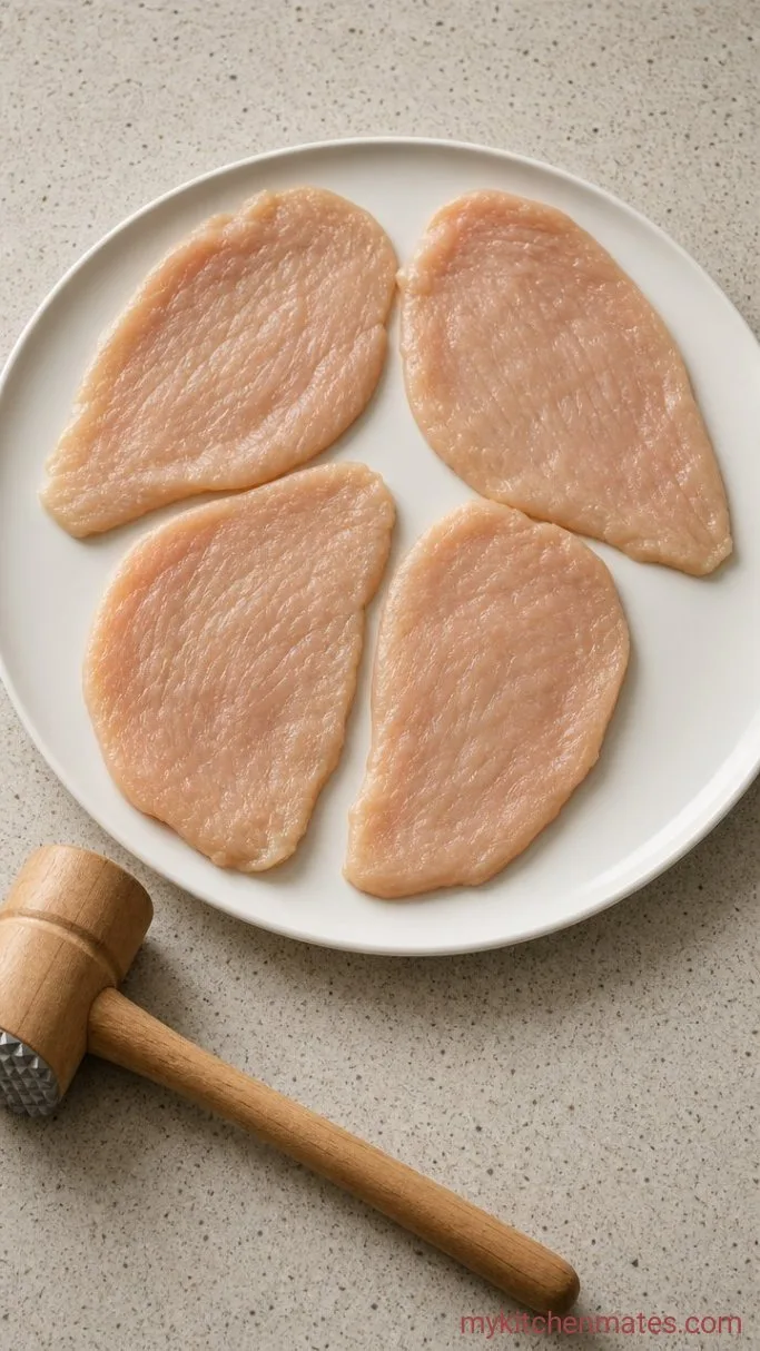 Crispy Air Fryer Chicken Parmesan Step 1: Pound the Cutlets