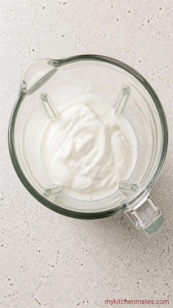 Step 1: Pour in the Liquid and Yogurt