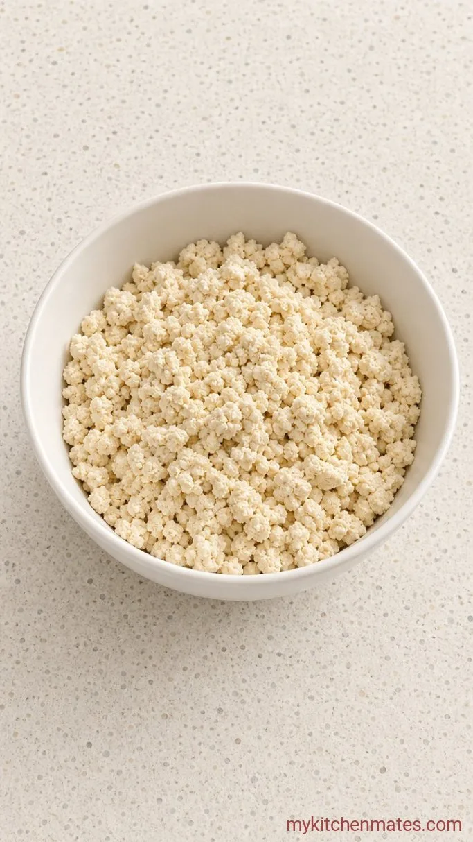 5-Ingredient Vegan Cottage Cheese Step 1: Press and Crumble the Tofu