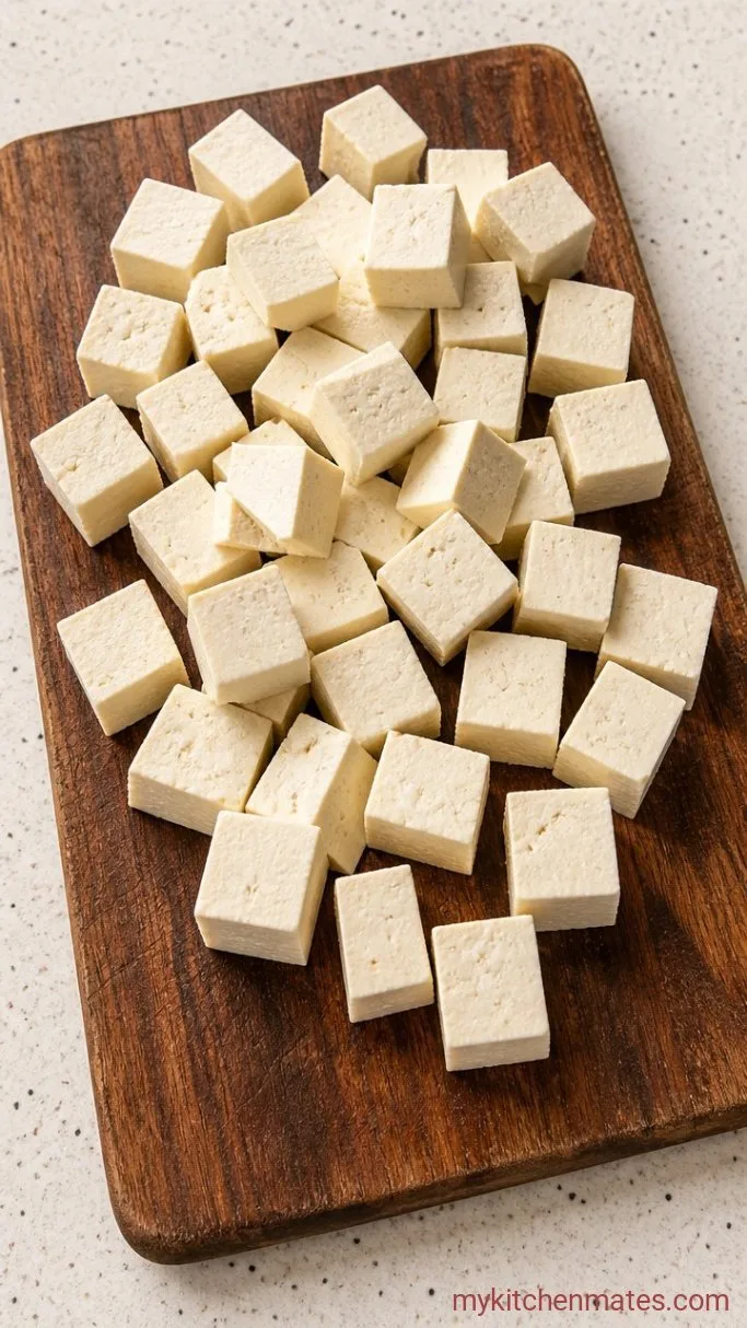 Crispy Air Fryer Tofu in 20 Minutes Step 1: Press and Cube the Tofu