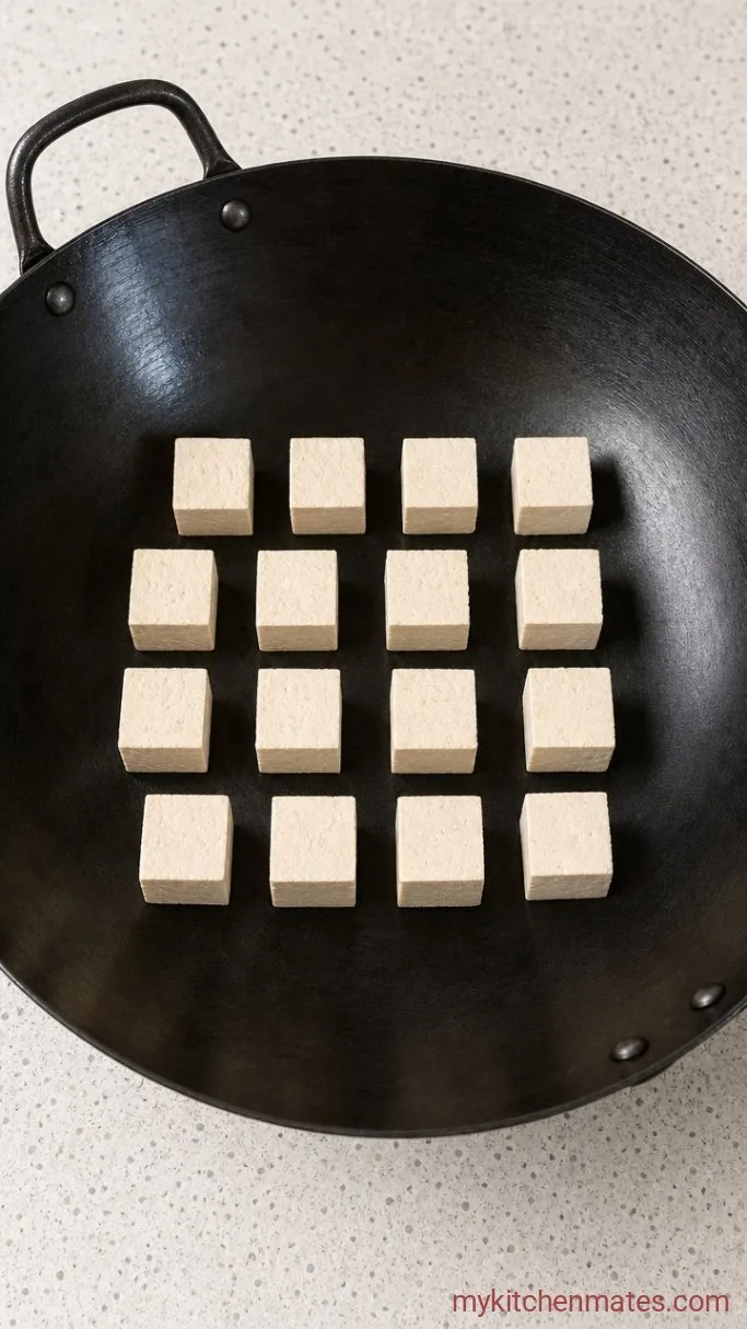 Quick Vegan Stir Fry with Crispy Tofu Step 1: Press and Cube the Tofu