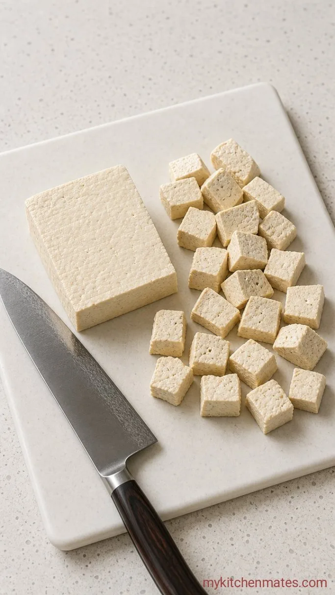 Step 1: Press and Cut the Tofu