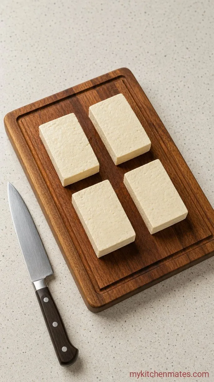 Step 1: Press and Cut the Tofu