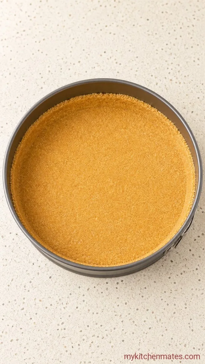 Apple Pie Cheesecake with Cinnamon Swirl Step 1: Press and Parbake the Crust