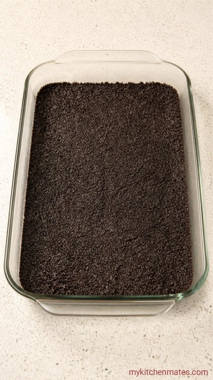 No-Bake Chocolate Layered Pudding Dessert Step 1: Press the Cookie Crust