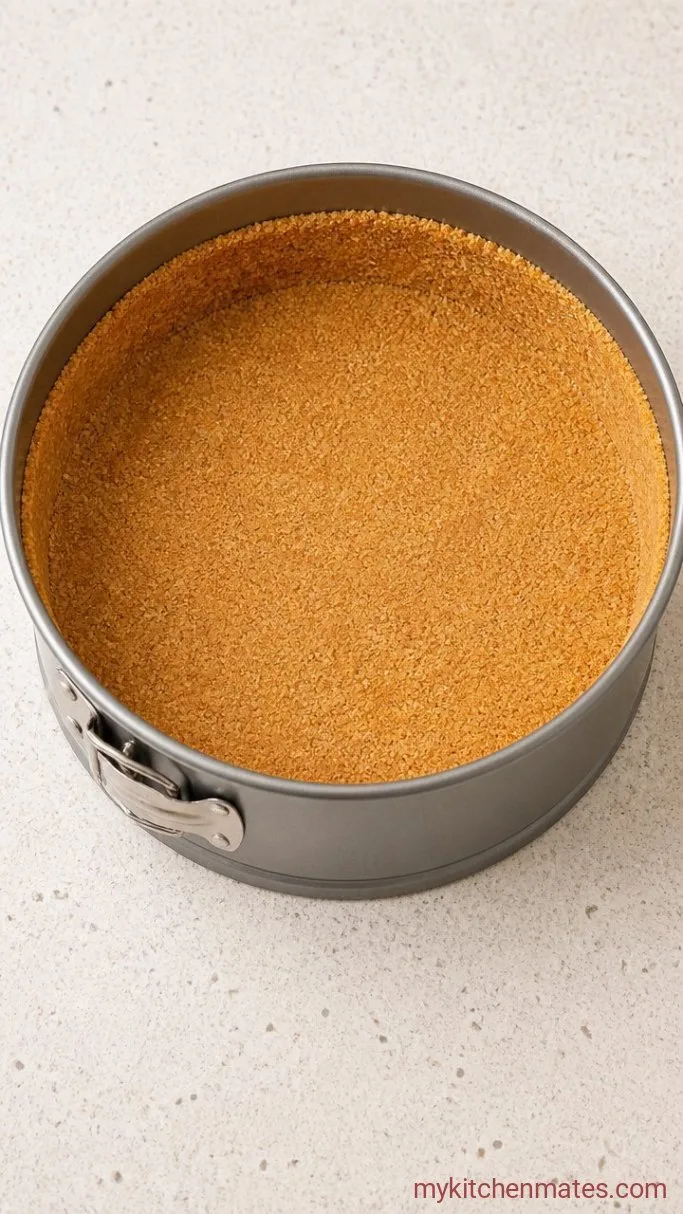 Creamy Italian Ricotta Cheesecake (No Water Bath) Step 1: Press the Crust into the Pan