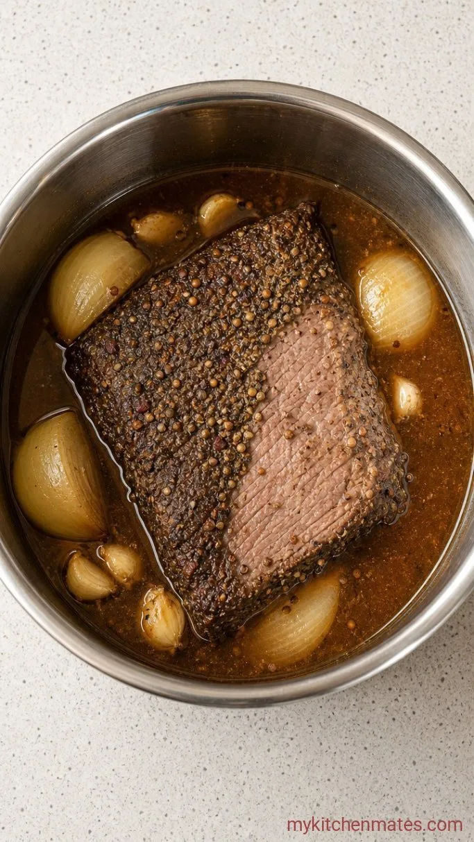 Tender Instant Pot Corned Beef and Cabbage Step 1: Pressure Cook the Corned Beef