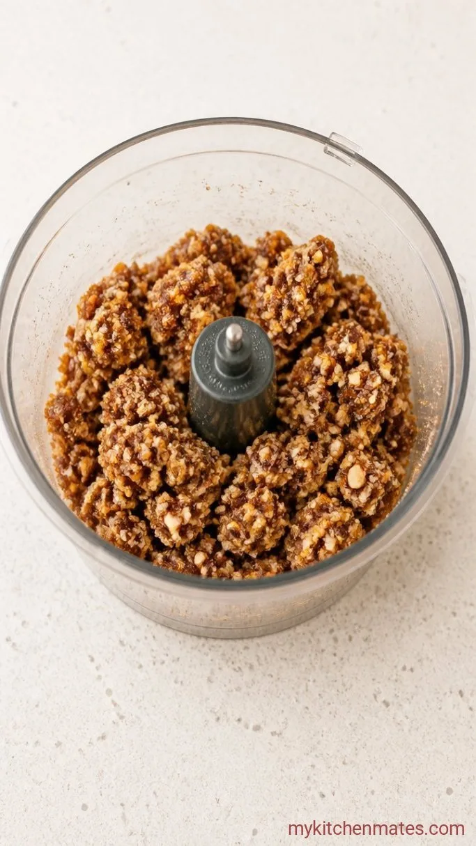 Step 1: Pulse the Dates and Almonds