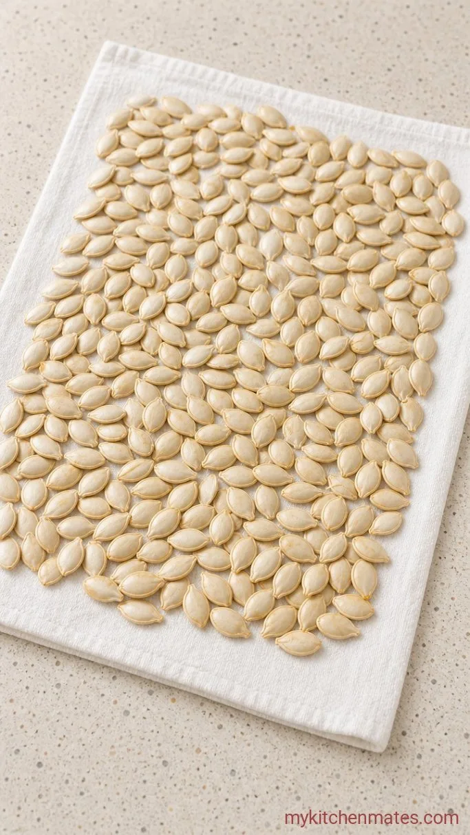 Crispy Air Fryer Pumpkin Seeds Step 1: Rinse and Dry the Seeds