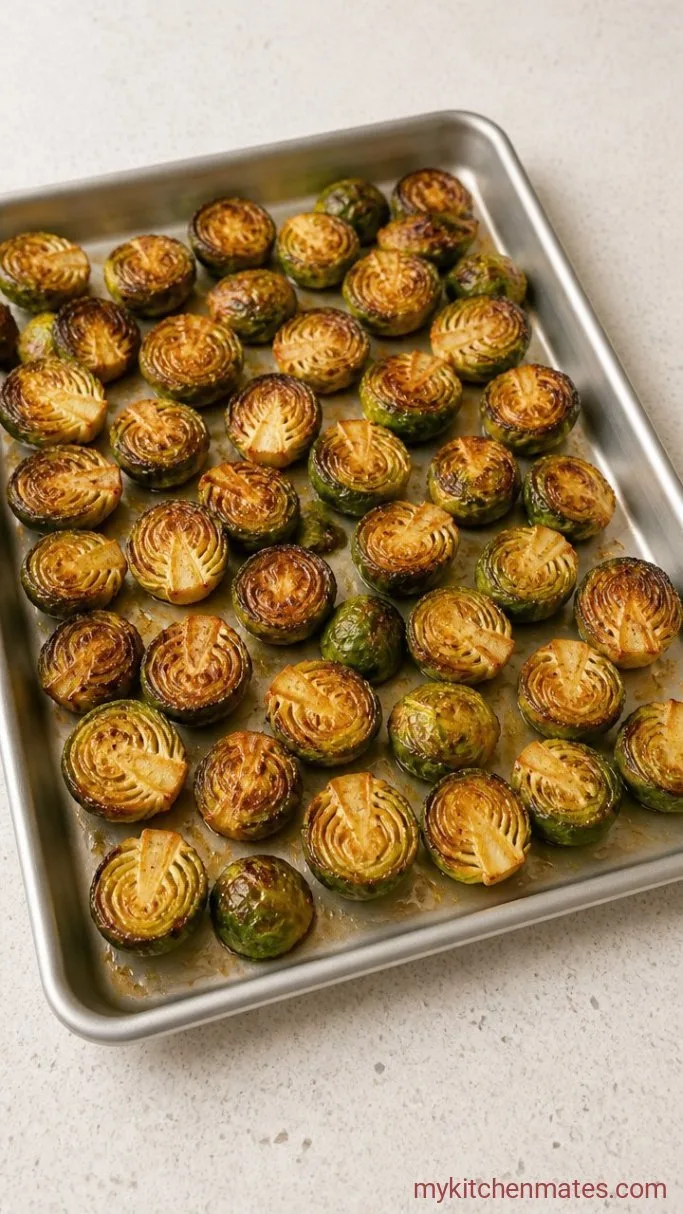 Quick Crispy Miso Brussels Sprouts Step 1: Roast the Brussels Sprouts