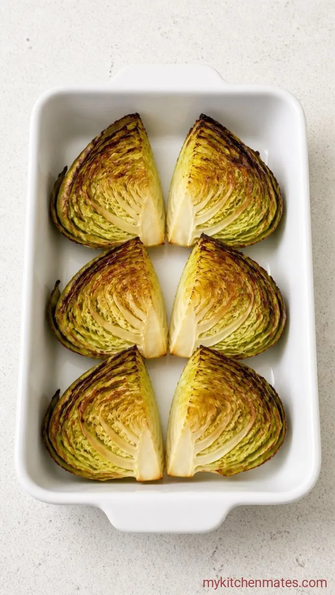 Warm Roasted Cabbage Wedge Salad with Mustard Vinaigrette Step 1: Roast the Cabbage Wedges