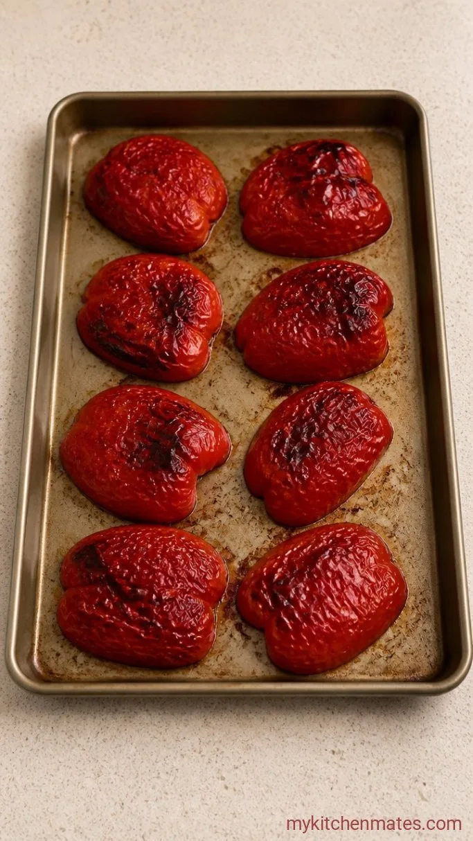 Tender Stuffed Red Peppers with Beef and Rice Step 1: Roast the Peppers