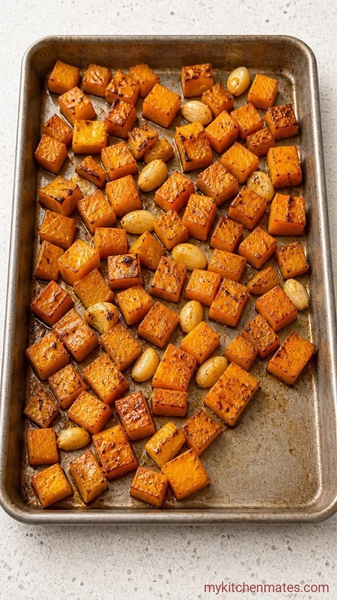 Roasted Garlic Mashed Butternut Squash Step 1: Roast the Squash and Garlic