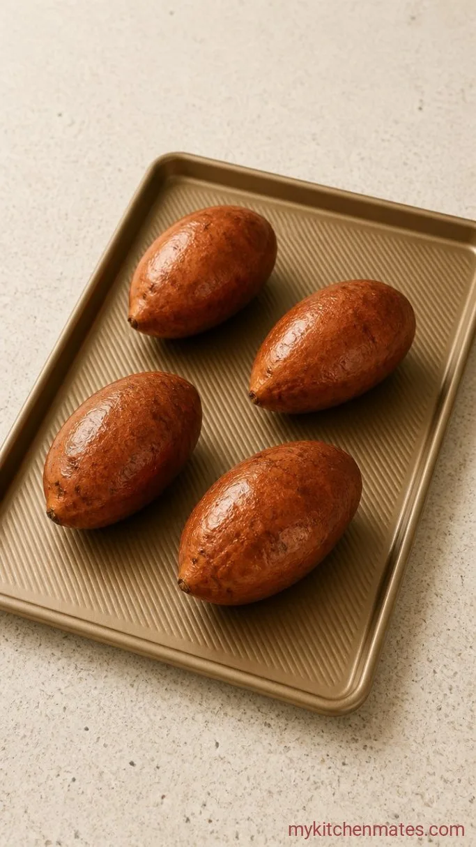 Loaded Taco Stuffed Sweet Potatoes Step 1: Roast the Sweet Potatoes