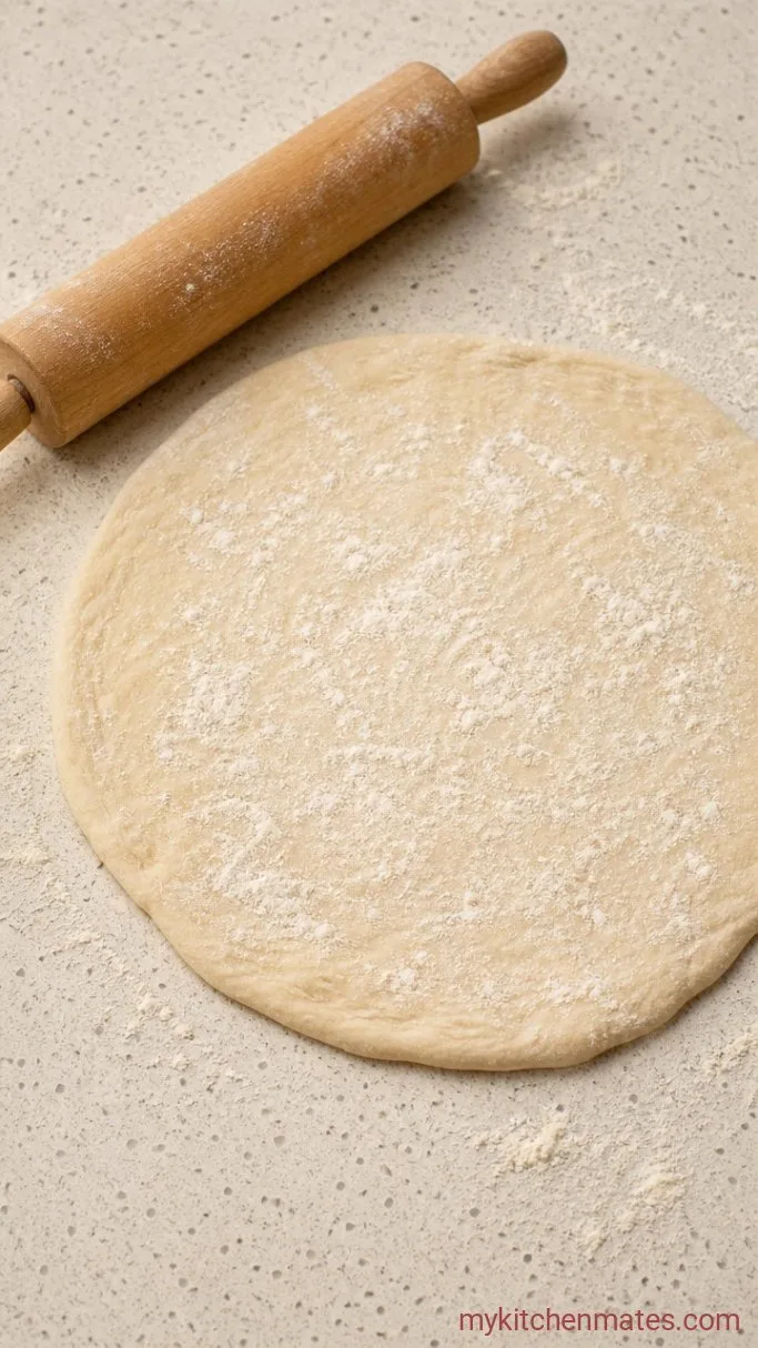 Quick BBQ Shredded Chicken Pizza Step 1: Roll Out the Dough