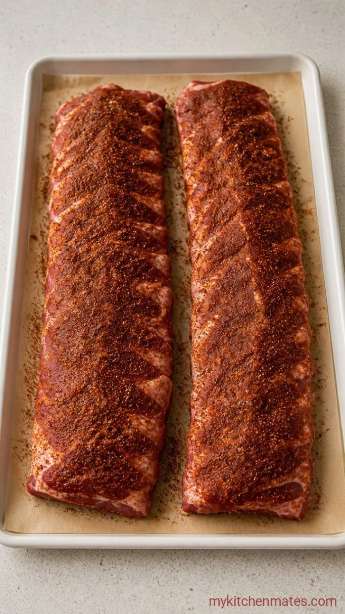 Fall-Off-The-Bone BBQ Ribs in the Crockpot Step 1: Rub the Ribs