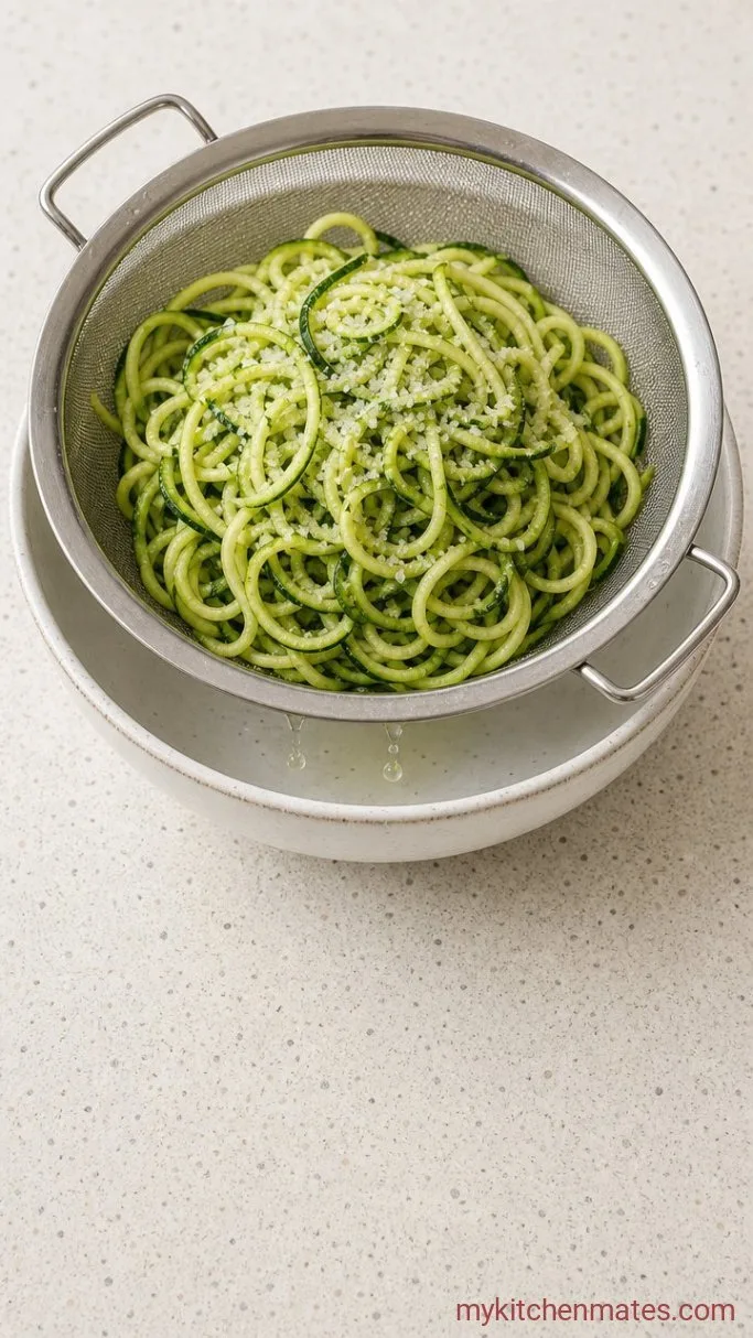 Zesty Pastaless Pasta Salad with Zucchini Noodles Step 1: Salt the Zucchini
