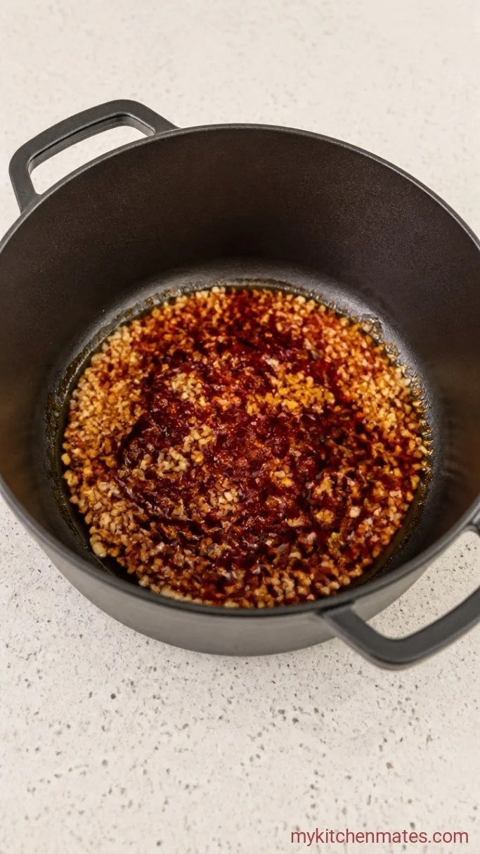 20-Minute Spicy Gochujang Ramen Step 1: Sauté the Aromatics and Gochujang