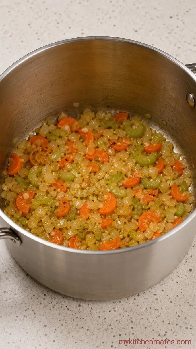 Hearty Chicken Kale Soup Step 1: Sauté the Aromatics