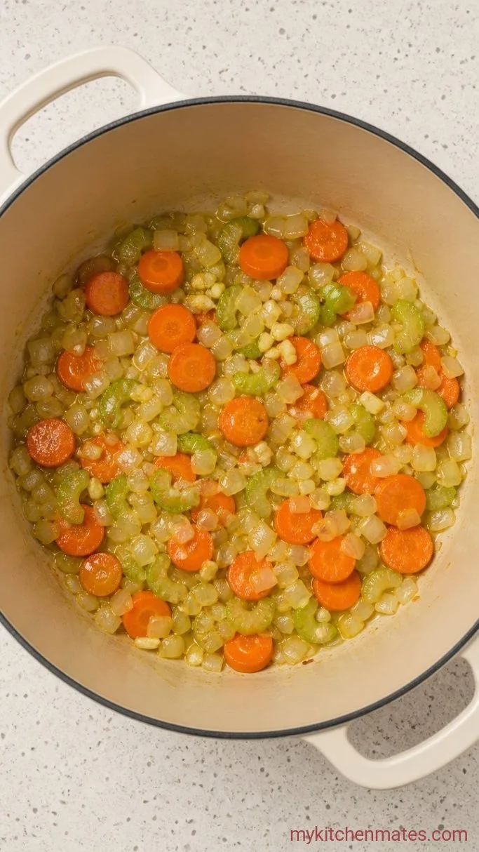 Hearty Bone Broth Chicken Noodle Soup Step 1: Sauté the Aromatics
